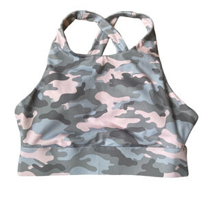 Pink and Gray Camouflage Sports Bra